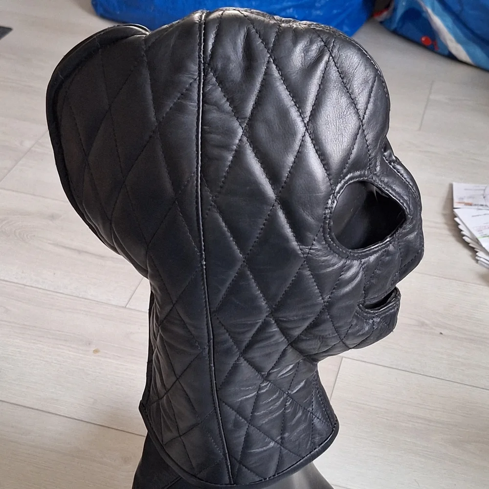 Black Head Mask Bondage leather mask Unisex erotic mask